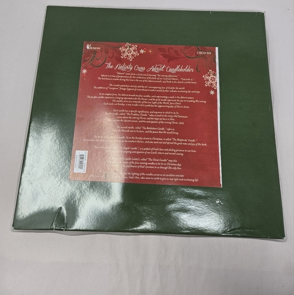 Vintage Dicksons Nativity Avent Candle Holder Religious Scripture Cross Gold - Picture 14 of 14